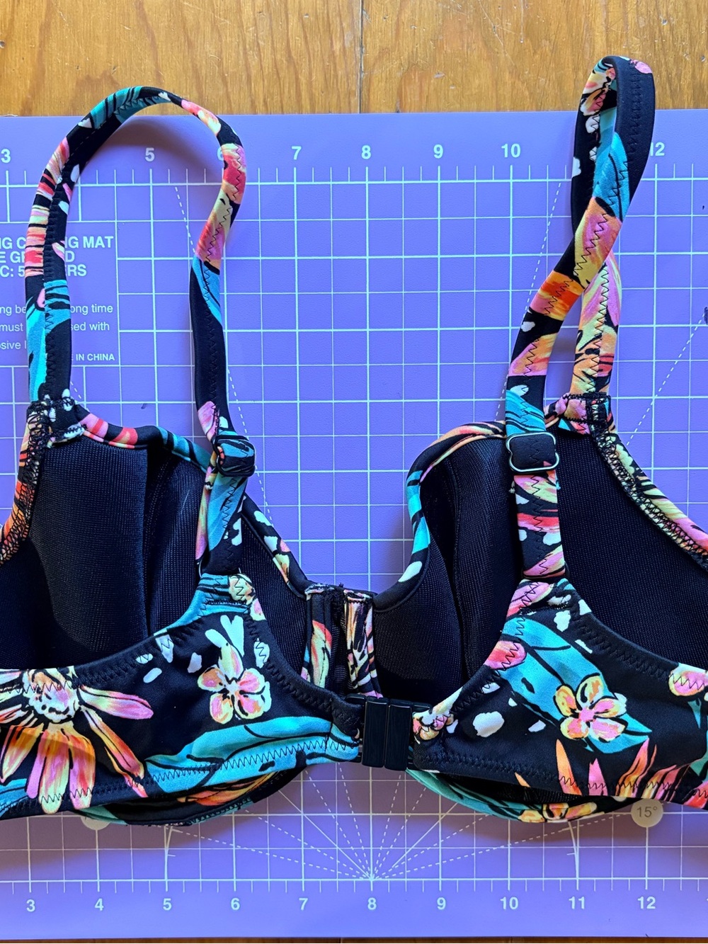 Freya Swim | Black Retro Florals Bikini Top with Tie Detail - Picture 3 of 5